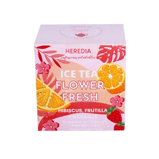 heredia ice tea hibiscus, frutilla y naranja